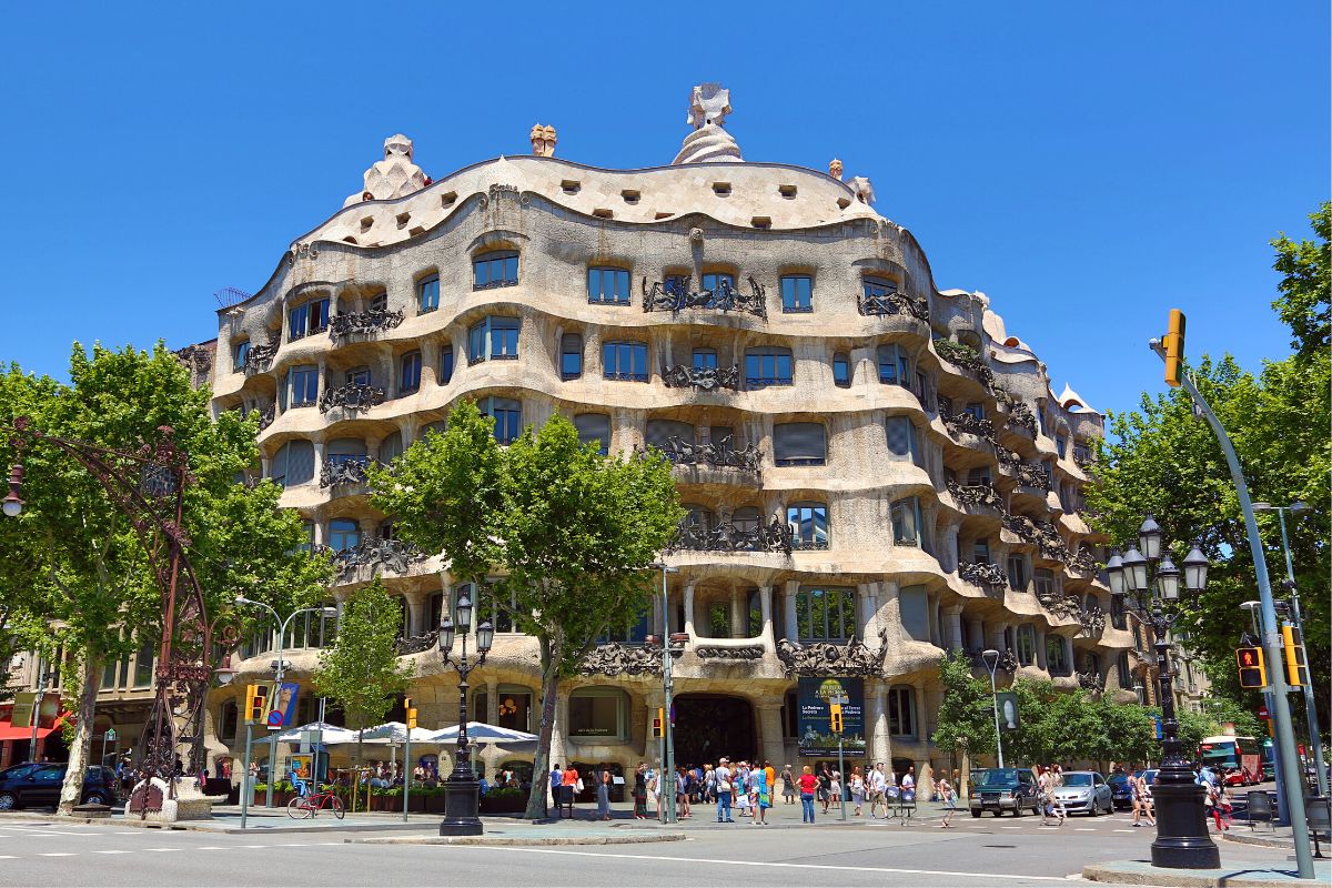 The undulating facade of La Pedrera-Casa Milà in Barcelona
