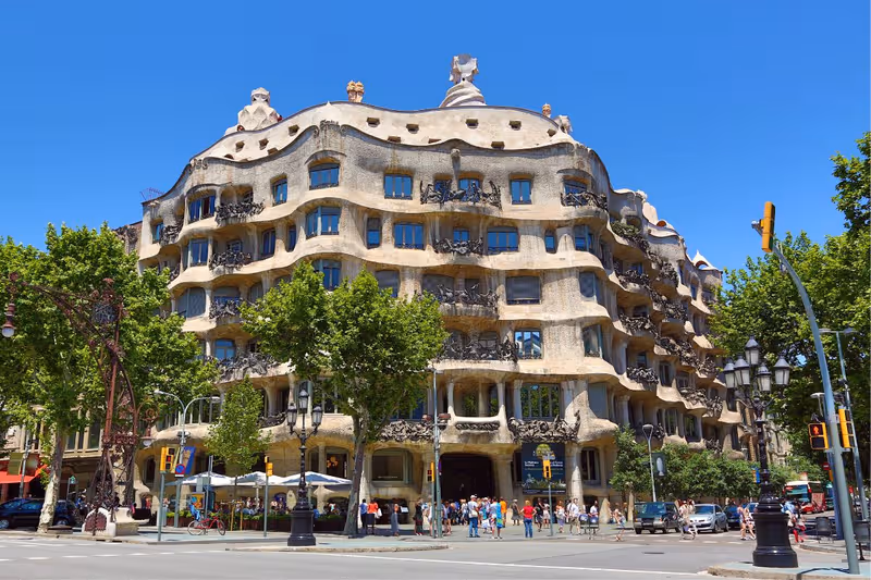 The undulating facade of La Pedrera-Casa Milà in Barcelona